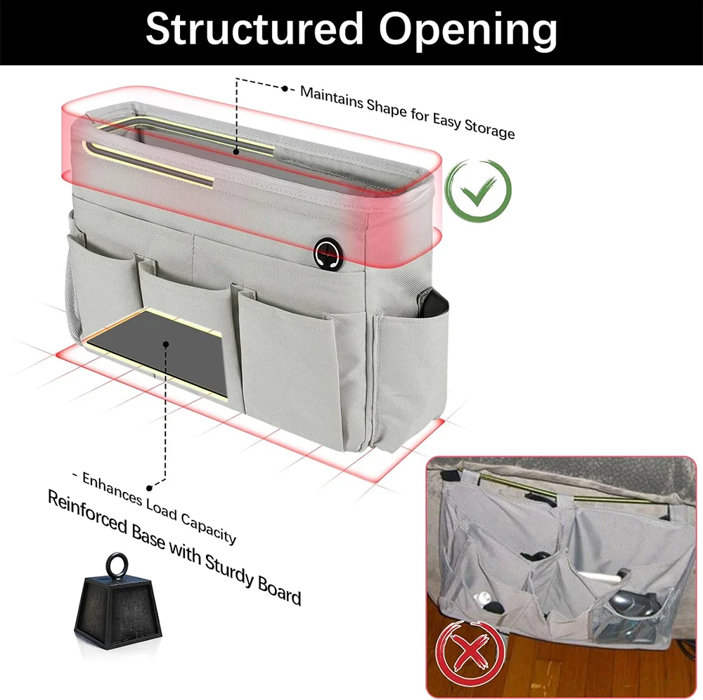 Hanging Bedside Caddie Bag 3 Pockets Magazine Remote Control Cell Phone Dorm Bunk Bed Bag