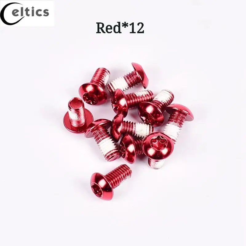 12PCS Colorful Bicycle Disc Brake Rotor Torx Bolts T25 M5x10mm MTB Bike Alloy Steel Disc Brake Rotor Fixing Screws