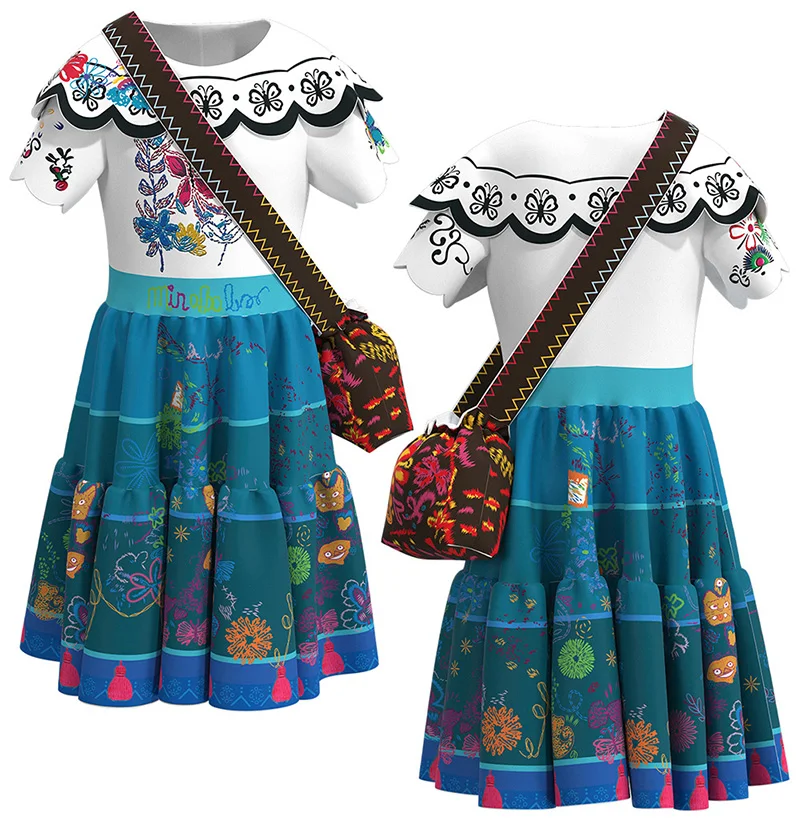 2022 Wholesale Kids Clothing Cartoon Princess Encanto Mirabel Costume Dress Party Birthday fancy cosplay girls dress