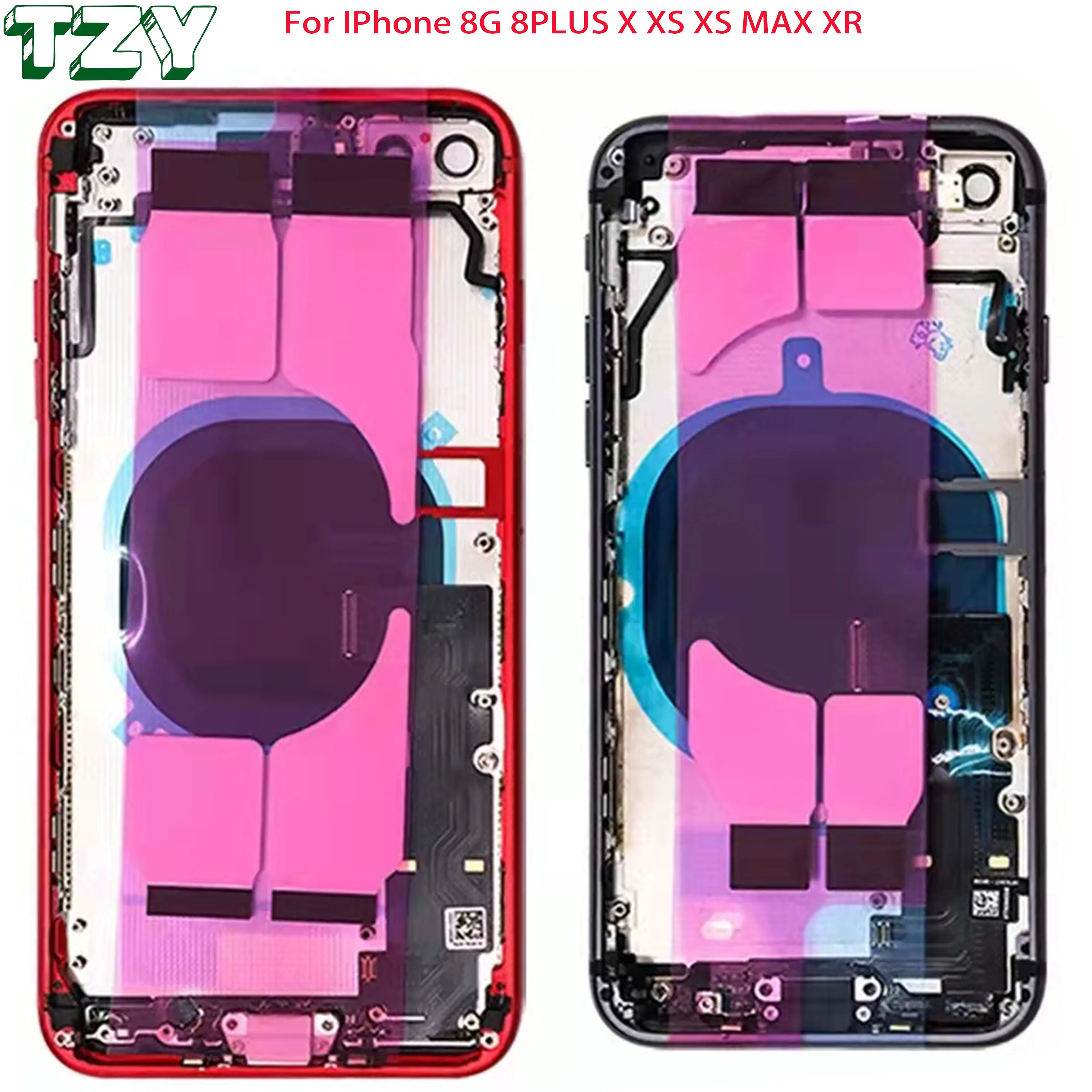Back Housing With Logo Squarish Housing For iPhone XS MAX 11 PRO 8 PLUS 13 PRO MAX Back Rear Cover Battery Housing