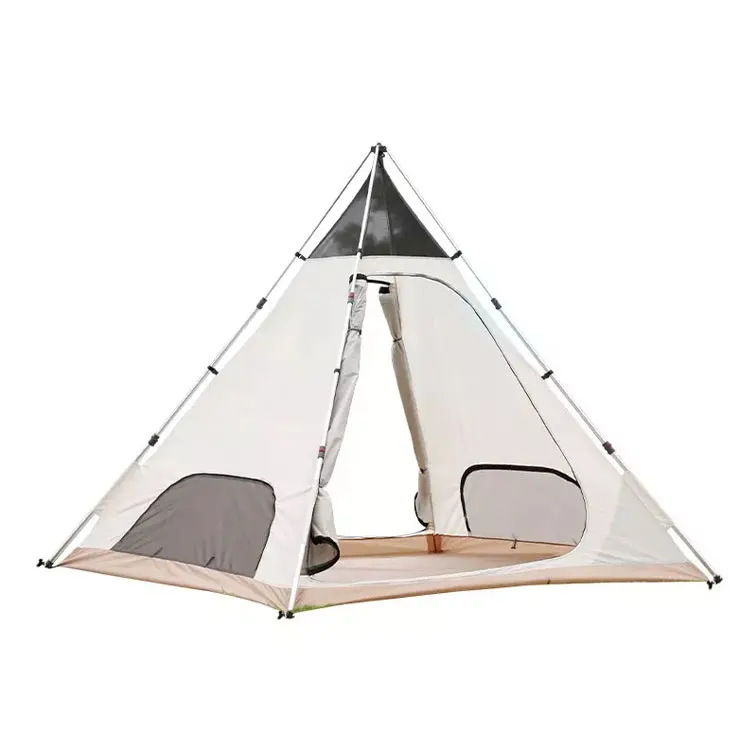 Camping Double layer waterproof pyramid tent luxury canvas tent with small canopy for families