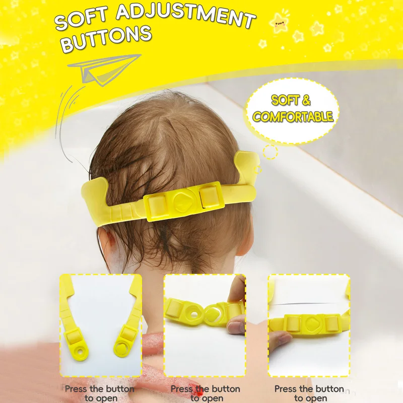Soft Baby Hair Washing Hat Adjustable Kids Bath Visor Head Protector Shampoo Cap