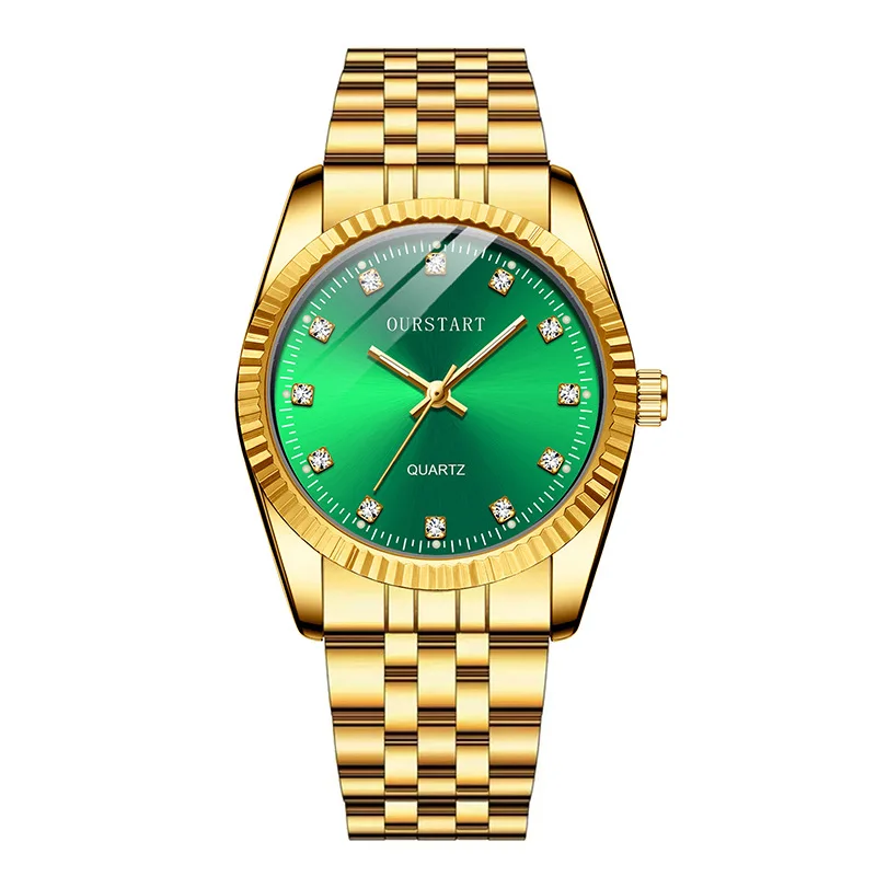 Wholesale Couple Watch Bling Hip Hop Fully Iced Out Silver Gold Dial Quartz Diamond Wrist Watches