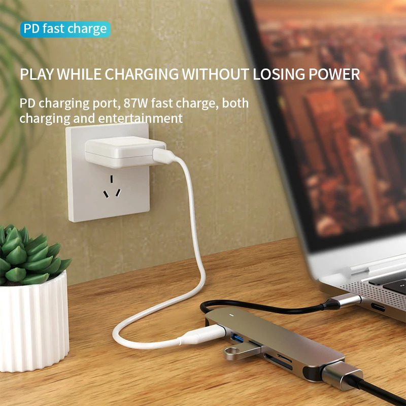 Док-станция usb 6 в 1 взаимный обмен данными между компьютером и периферийными устройствами c hub адаптер 6 порт цены по прейскуранту завода-изготовителя, чтобы HD-MI USB3.0 * 1 USB2.0 * 1 SD TF PD