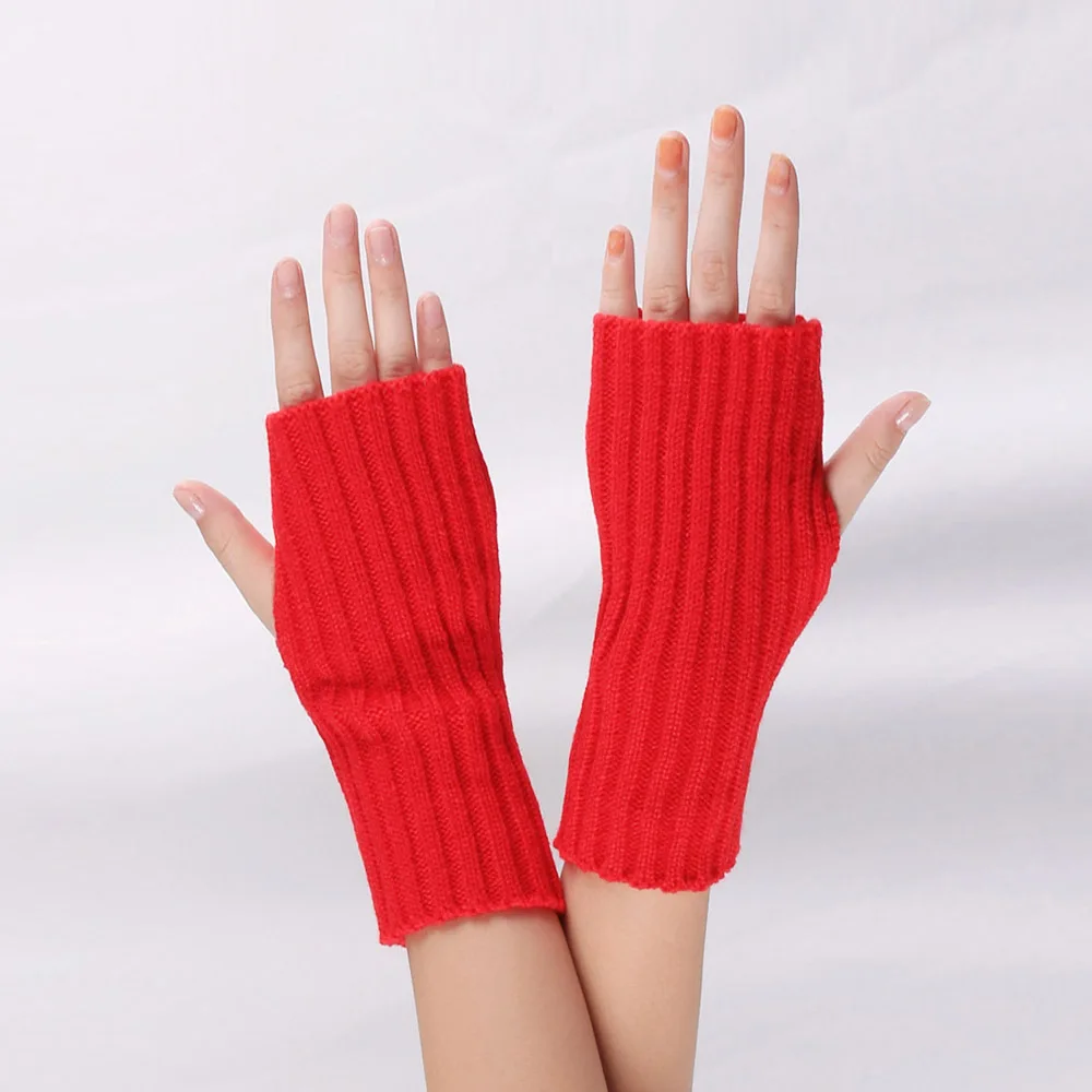 Acrylic Half Finger Long warm Glove knit gloves winter