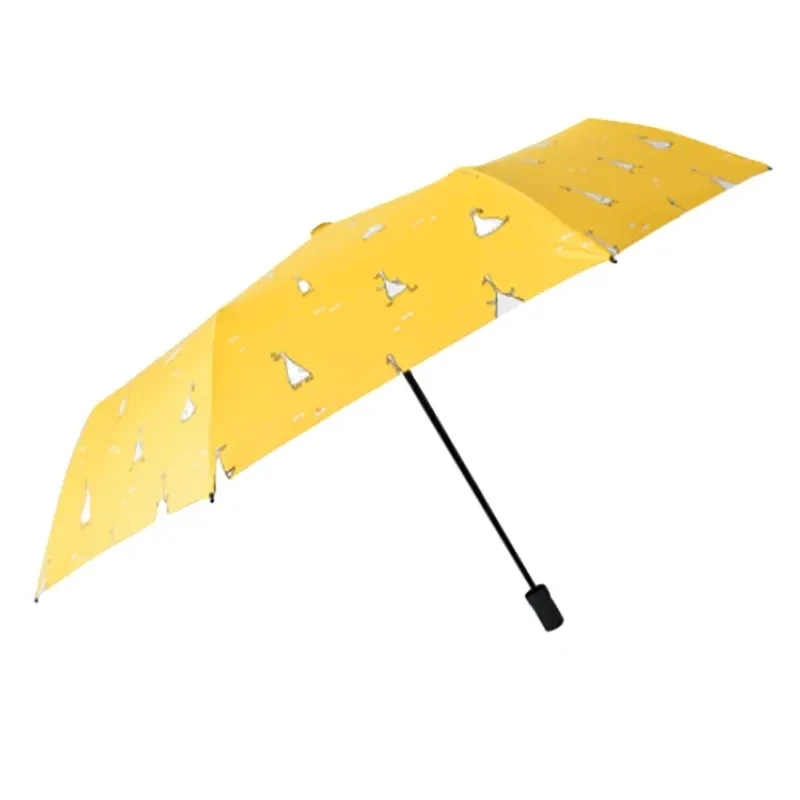 Yellow Automatic Umbrella Cartoon Duck Windproof UV Protect Umbrella For Women Girl Sunny And Rainy Folding Umbrellas
