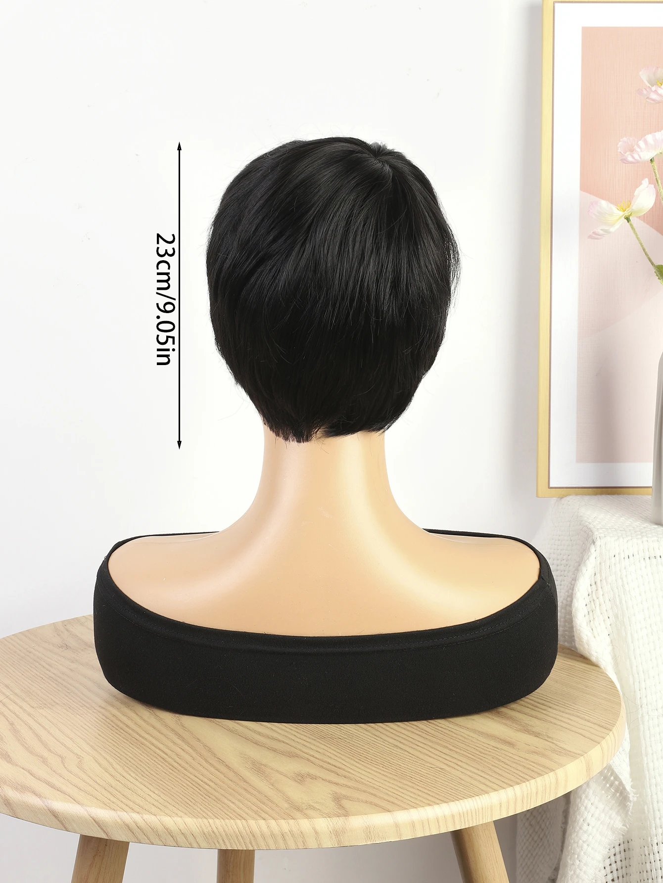 headwear Short Black Synthetic Hair Wig 9 Inch Women Hair Wig with Bangs