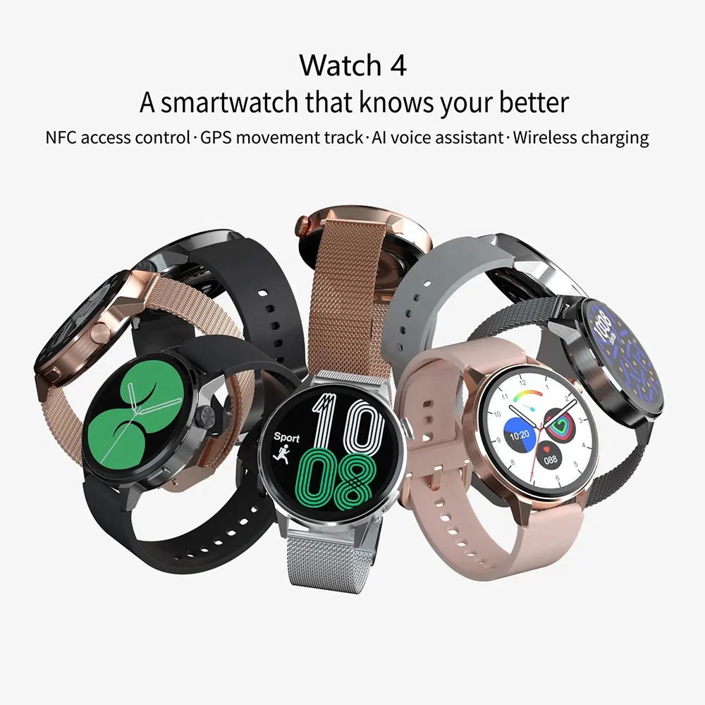 2022 Smart Watch DT4 Plus Smart Watch with NFC BT Call Wireless Charger Rotary Encoder Knob Music Control Heart Rate Smartwatch
