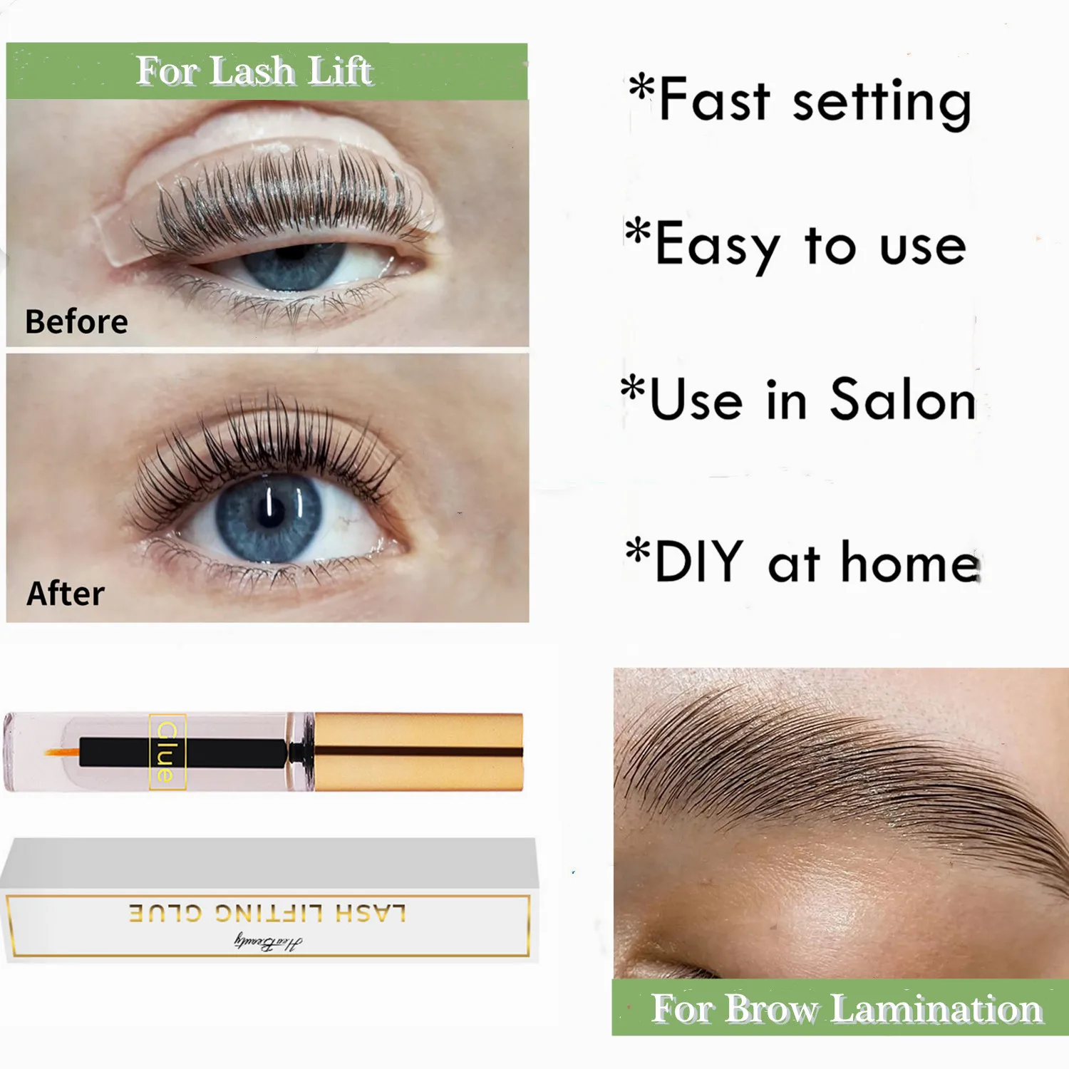 Fast Dry Vegan Lash Lift Glue Clear Brow Lamination Glue Strong Eyelash Lifting Lash Perming Adhesive Waterproof Private Logo
