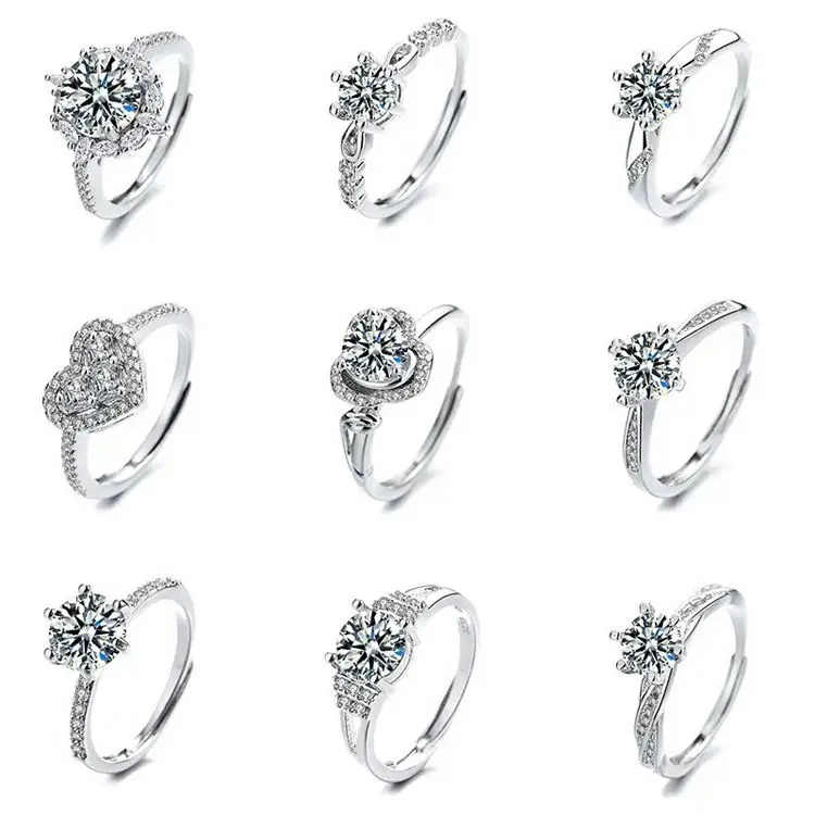 Weeding Ring Gold Wedding Sets Woman Open Pearls Mini Cooper Crossover Spares Rings 925 Silver Heart Shape