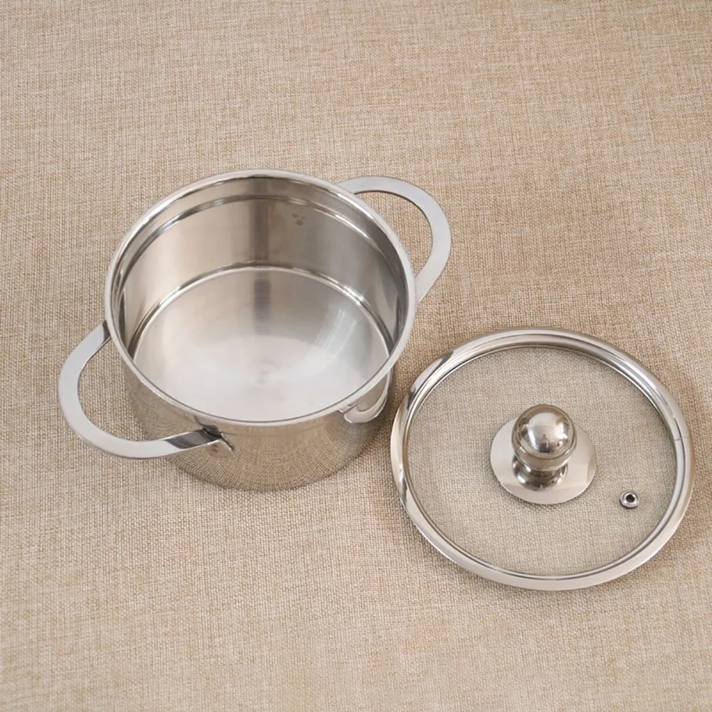 High Quality Stainless steel mini hot pot milk pot with glass lid