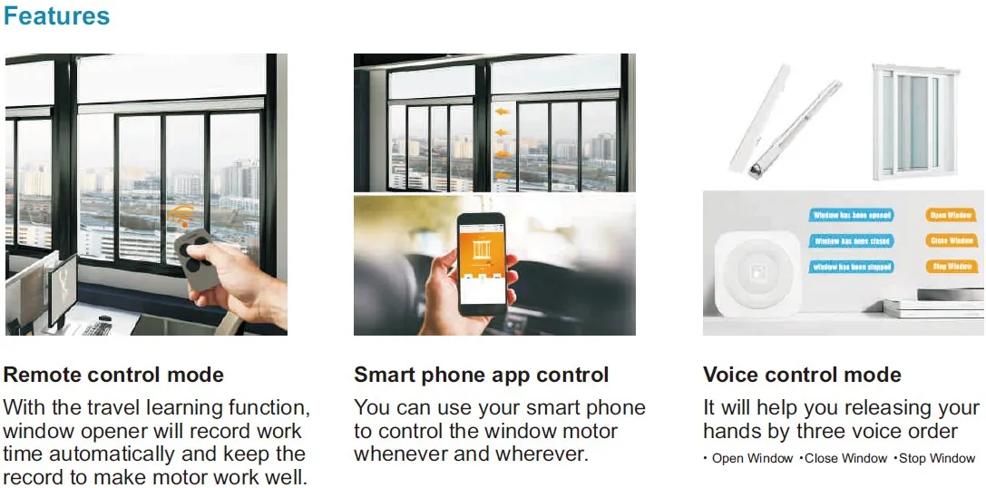 Automatic Electric voice control mode app control slide window opener with Insert Remote Controller