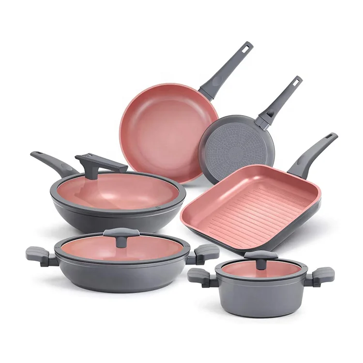 home kitchen 9 piece pots pans set forged non stick aluminum cookware sets