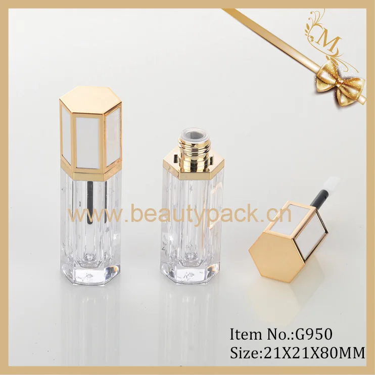 
New Arrival High Quality Empty Hexagon Shape Custom Logo Mini Lip Gloss tube 
