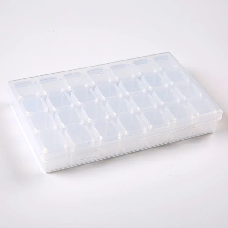 Rectangle Spot 28 Grid Flip Transparent Plastic Box Diamond Painting Storage Box