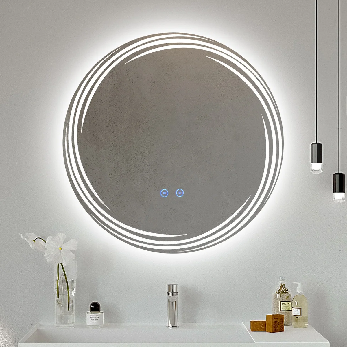 Demist Etl Led Mirror Bathroom Rounds Energy Saving illuminated Smart Round Mirror With Led