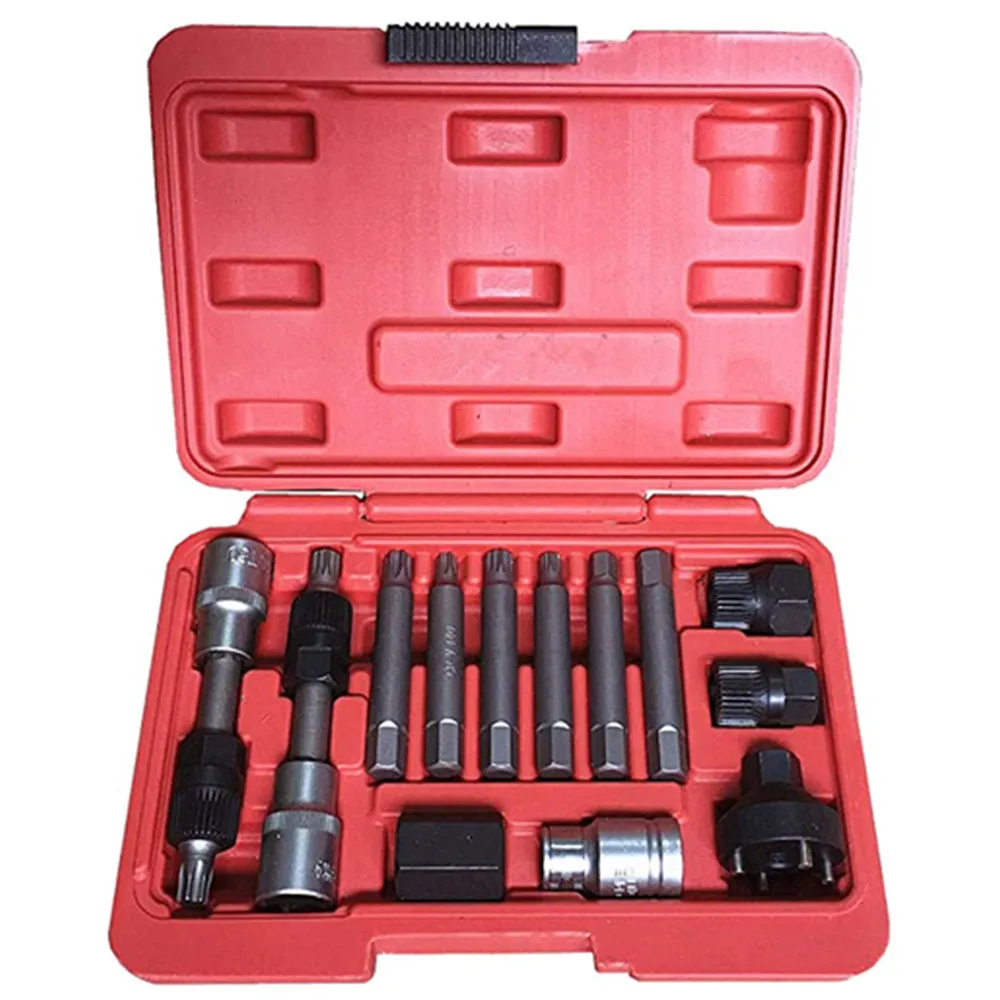 
13PC Alternator Freewheel Pulley Removal Socket Bit Set Garage Service Tool Kit 