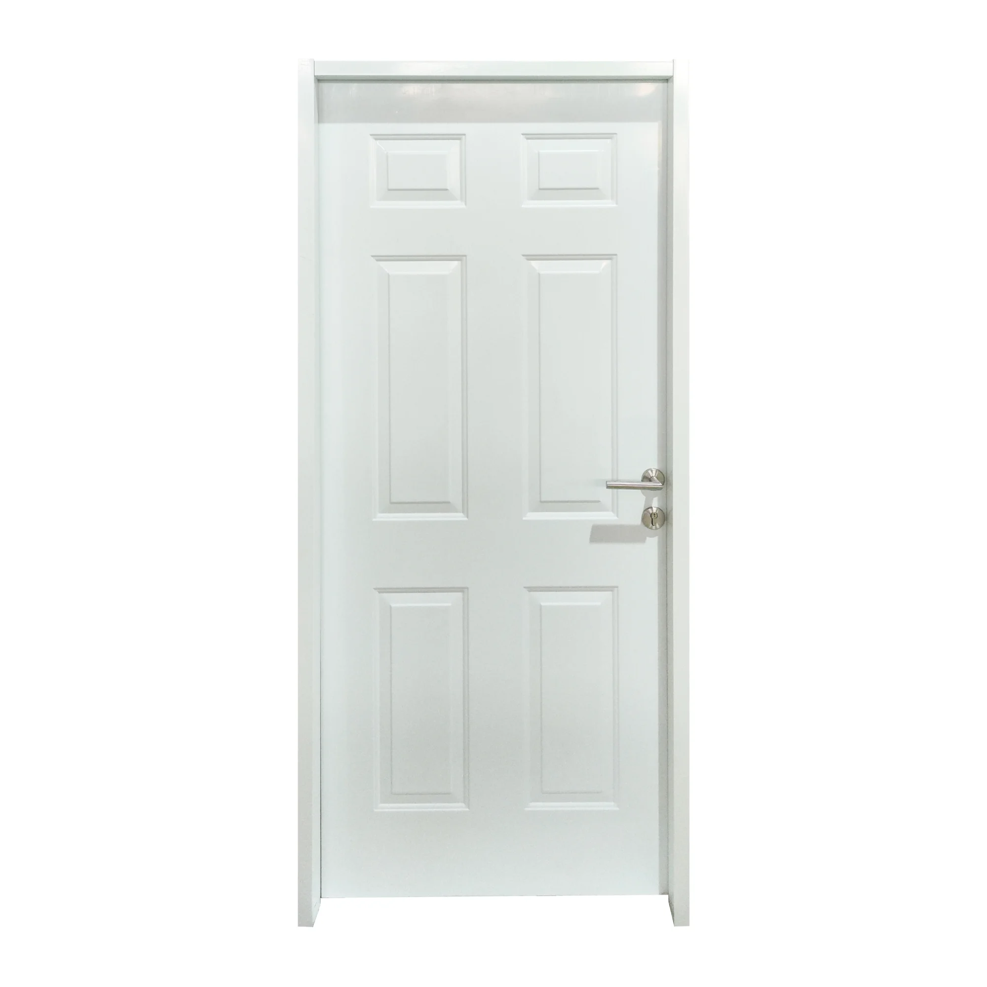 American Pre-machine White Steel 6-panel Molded Metal Doors with Frames for Houses