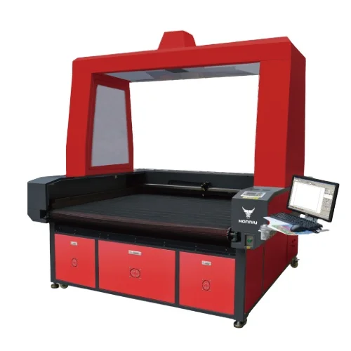 Hanniu Laser 150W CO2  digital printing camera positioning Laser Cutting Machine fabric leather and PVC clothes cutter H-1814ST