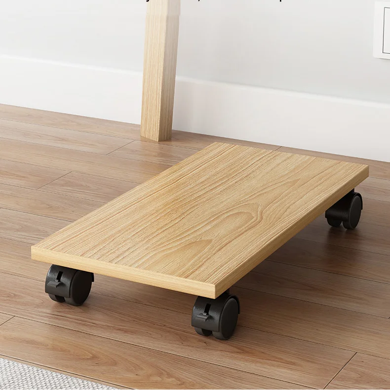 Adjustable Mobile CPU Stand with 4 Locking Caster Wheels Wooden Computer Tower Stand Desktop Rolling PC Stand