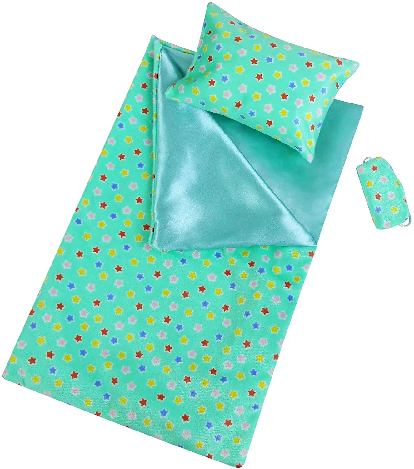 3 Pcs American 18 Inch Girl Doll Sleeping Bag, Pillow and Blindfold for 16-18 Inch Doll Sleeping Clothes and Accessories
