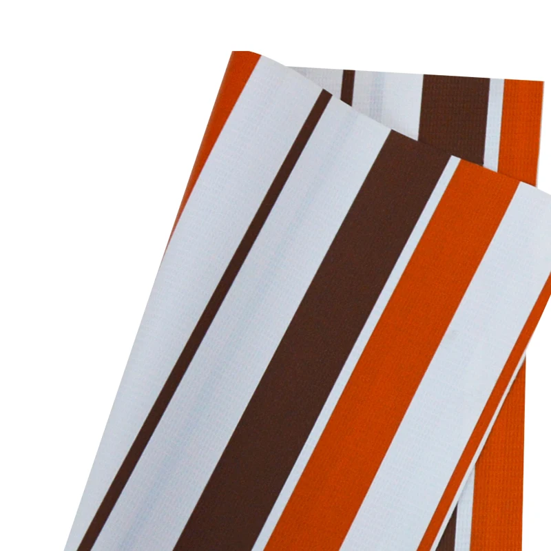 Buena calidad Lona impermeable a rayas de pvc colorida para tienda
