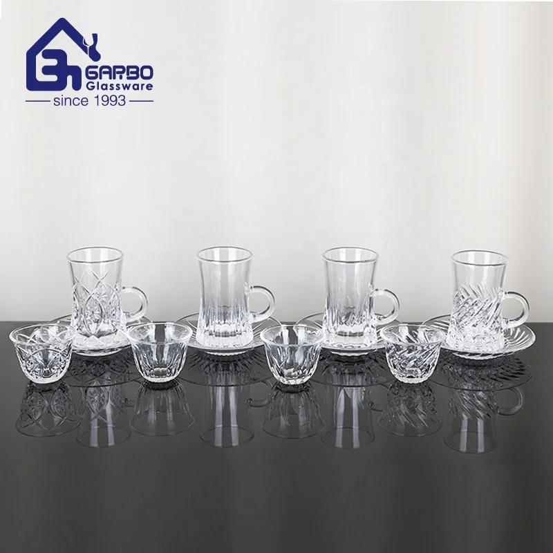 Factory wholesale foam gift box pack 2oz tea cup set 36pcs 60cc glass cawa cup for Moroccan Arabic Tea Serving Turkish Cawa CUp