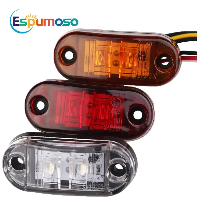 ESPUMOSO Led Side Light 2Leds Car External Warning Tail Lights Auto Trailer Lorry Lamps 12V 24V Red amber white