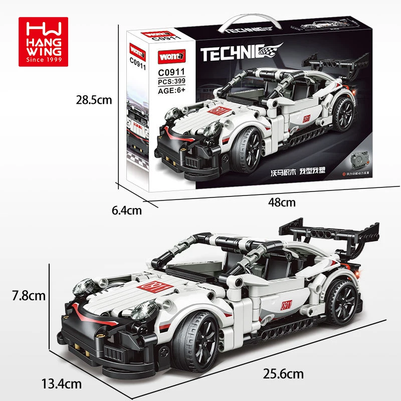 HW игрушки 399 шт. техническая техника Тянущая модель автомобиля в сборе скоростной гоночный автомобиль механический строительный блок набор пластиковых кирпичей