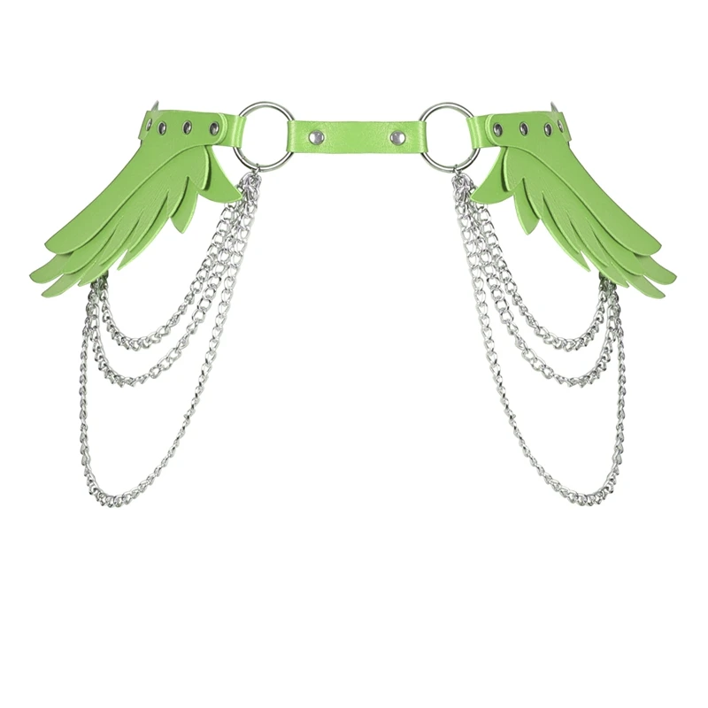 Women Rave Wear Festival Dance Club Rave High Stocking with Angle Wings Cage Bra Sexy Fetish Punk Body Bondage Lingerie Belt