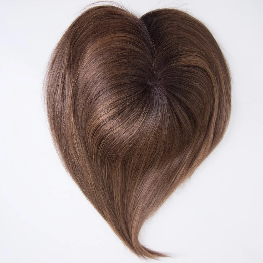 Mila balayage color double drawn european human hair topper for thinning hair pear shape topper low density hair topper