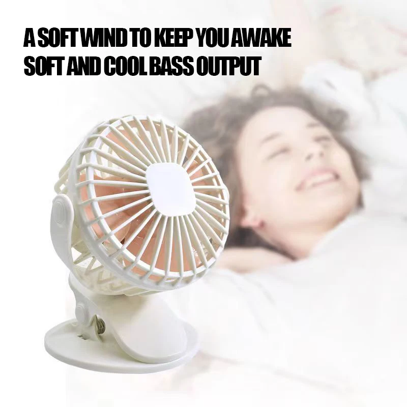 2024 Best Selling Cool Breeze Cooling Fan USB Rechargeable 360Rotating Fan With Battery Home Summer Anti-slip Cushion Clip Fan
