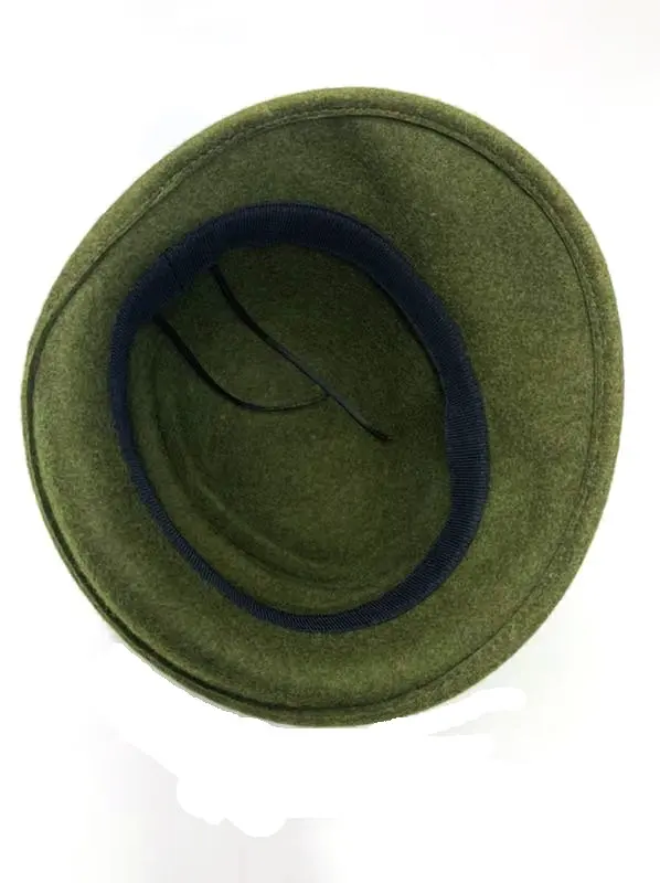 Fashion Handmade Green Wool Felt Cap Women Church Hat Felted Wool Hat Fedora Beret Europe German Style Dress Cap Green Hat