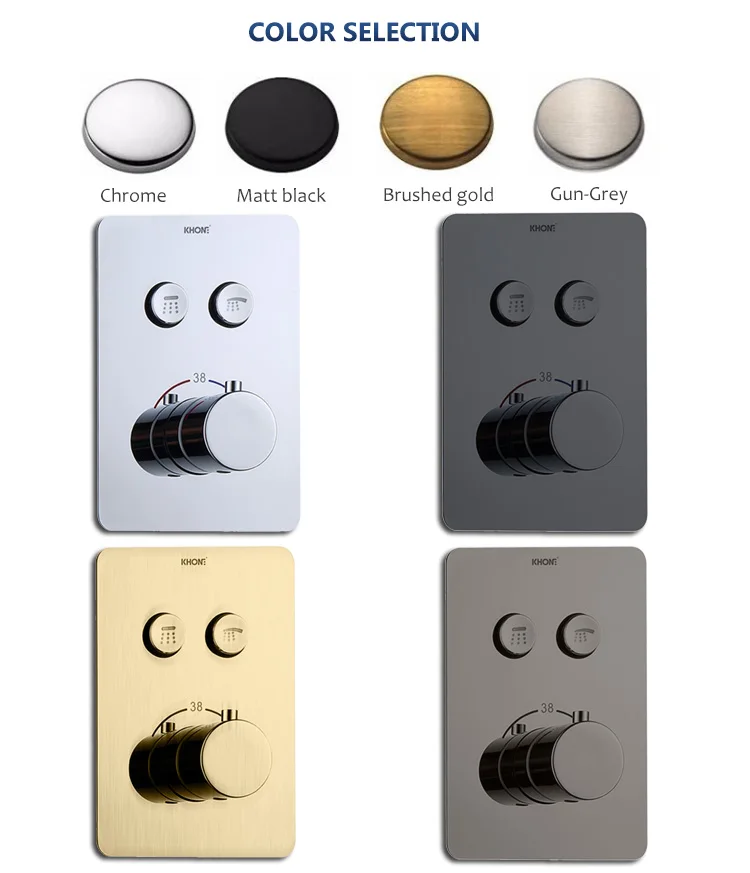 wholesale high quality Chrome square rain smart thermostatic concealed shower mixer valve