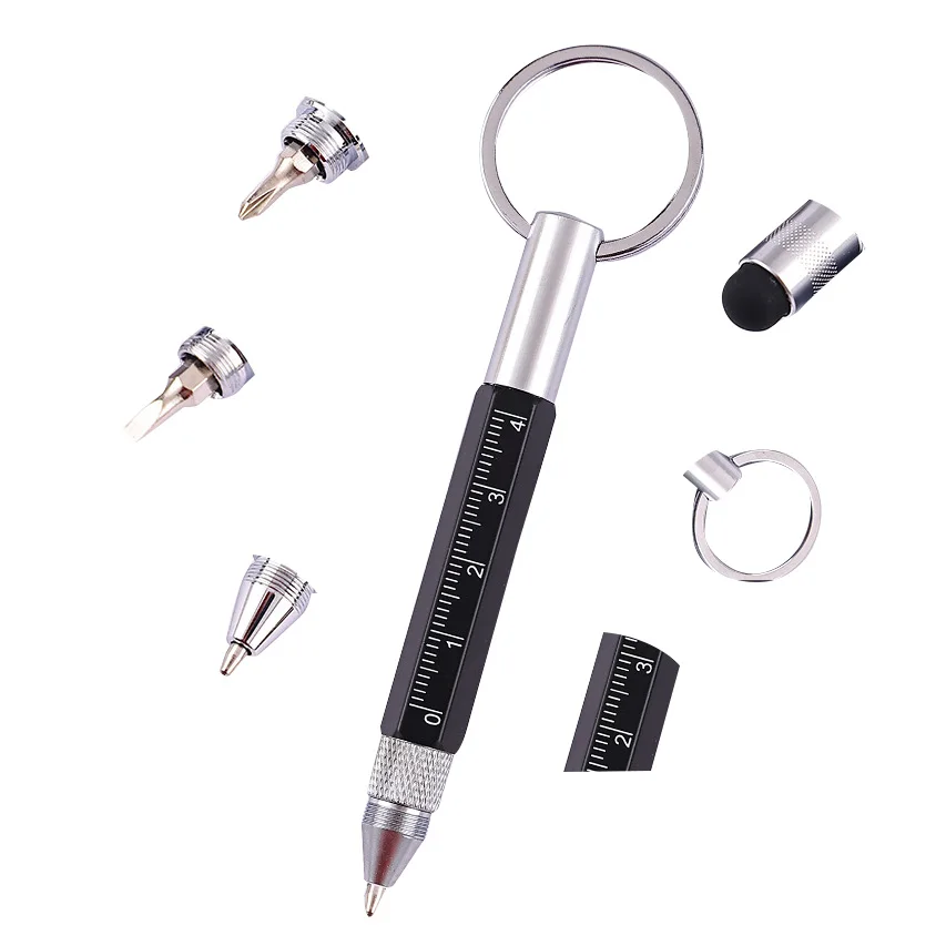 Custom promotional hot selling portable keychain multi function metal tool ballpoint pen