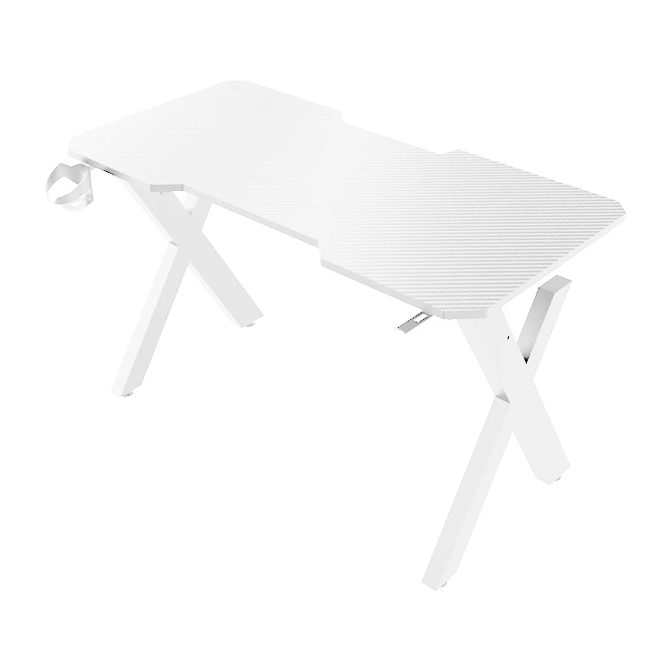 High Quality White X-Shaped Executive Desk Home Office Gaming Wholesale Modern Design Computer Desk Headphone Hook Cup Holder