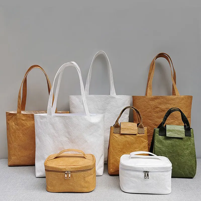Cuctom Paper Shopping Bag Waterproof Handbags Tote Bag Imported Washable Kraft Paper Cooler Bag
