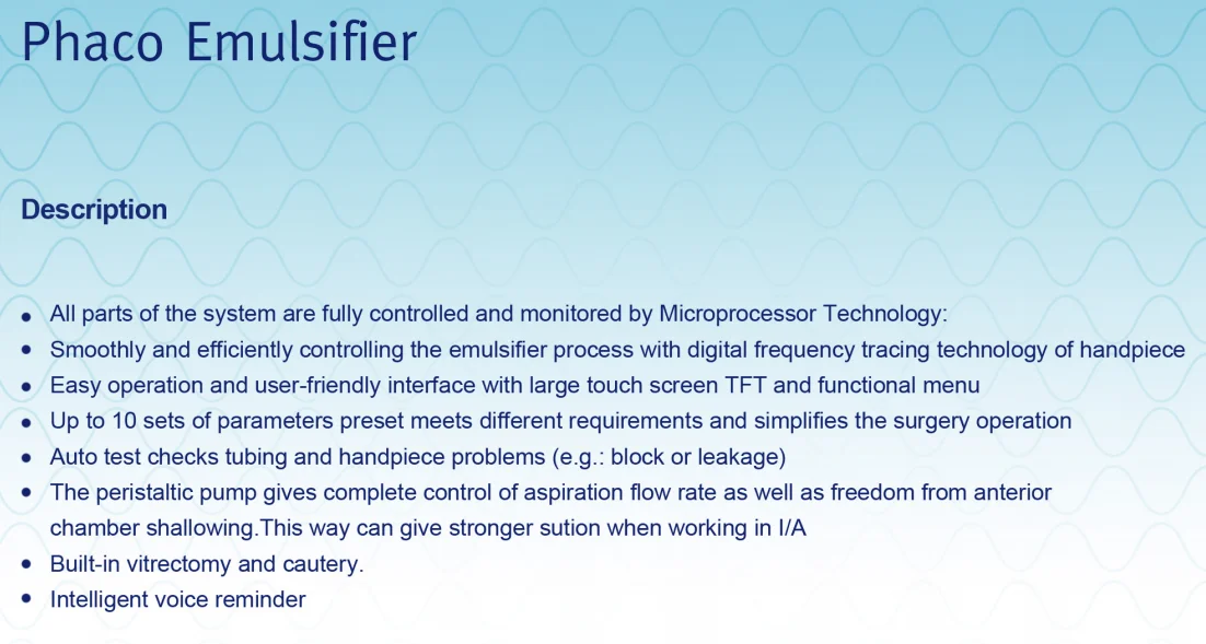 China Optical Stable Performance Ophthalmic Equipment Products Ultrasonic Phacoemulsifier Eye Phaco Machine For Ophthalmology