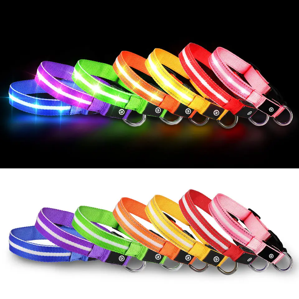 wholesale stock Popular USB charging light pet collar LED flash dog walking collar for dog cat