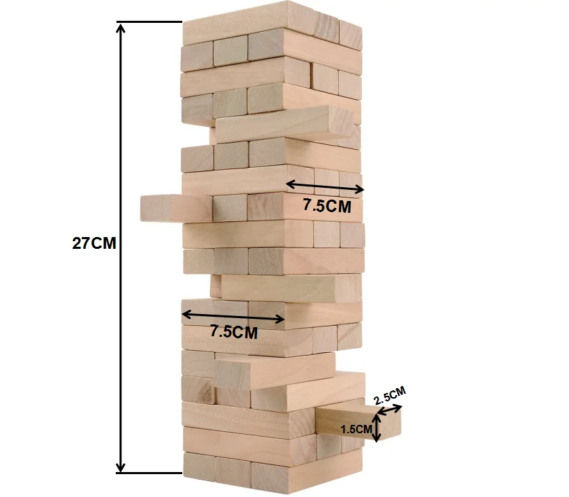 
Wholesale Custom Amazon Best Selling Large Wood Block Stacking Game 54 Pieces 