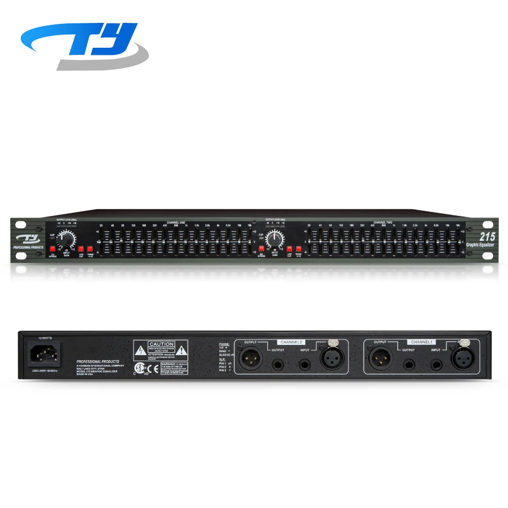 TianYin 215 Professional 2 Channel Digital Stereo Display Audio Graphic Equalizer Peripheral Amplifier crossover