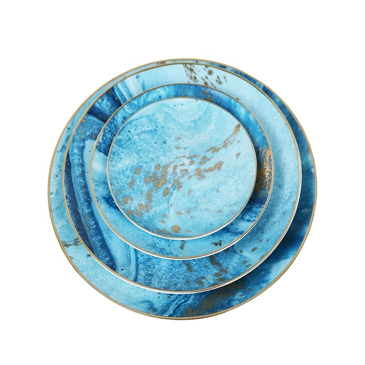 Chinese Style Reusable Ceramics Porcelain Coffee Tea Cup with Saucer English Blue Teapot Sets
