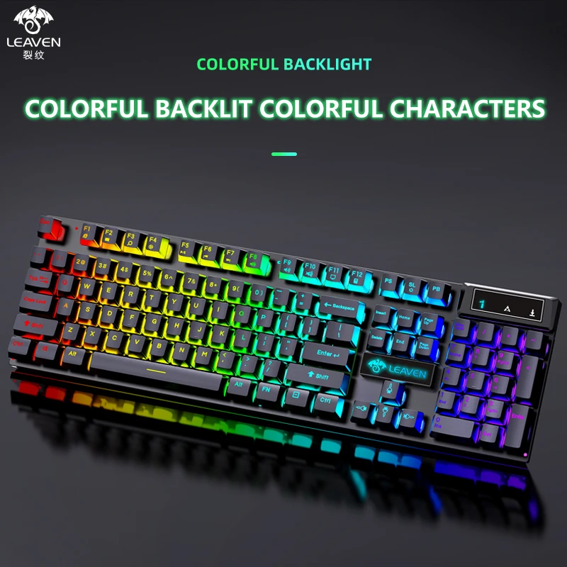 AIWO Custom 7 Color LED Baklit Game Home Office 104 Keys Usb Wired Use Computer Gaming Keyboard And Mouse Combos For Laptop PC