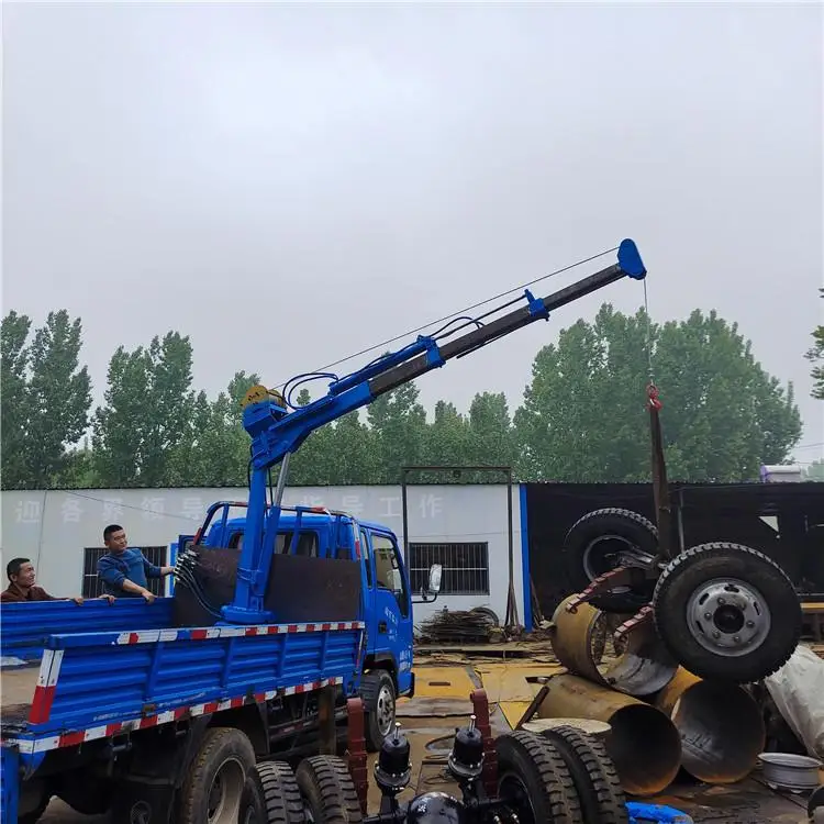 self propelled long arm boom crane loader lift lifting loading platform for truck trailer