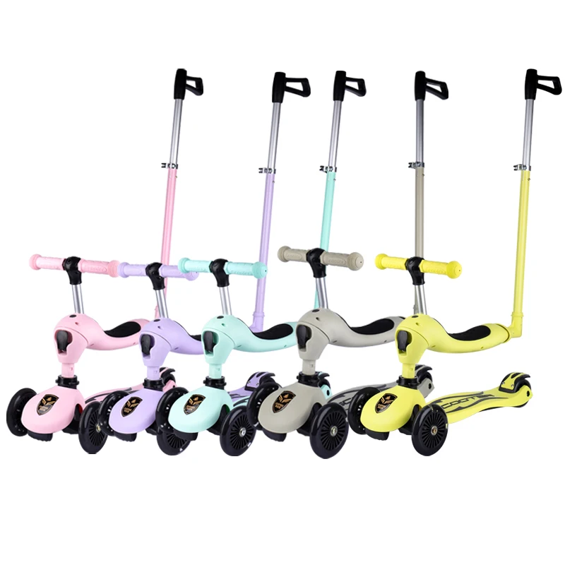 Kids Foldable Scooter Cycle Balance Bike 3 In 1 Push Bar 5 In 1 Cheap Kick Scooter Child Toy Kids Scooter 3 Wheel With Seat