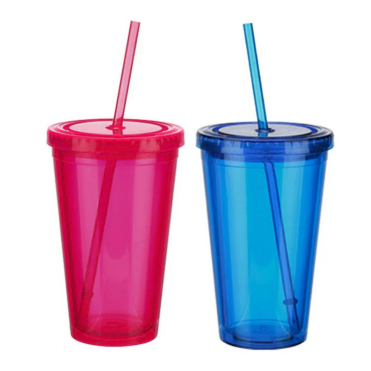 
wholesale water plastic tumbler with spout straw, clear glitter tumbler cup 