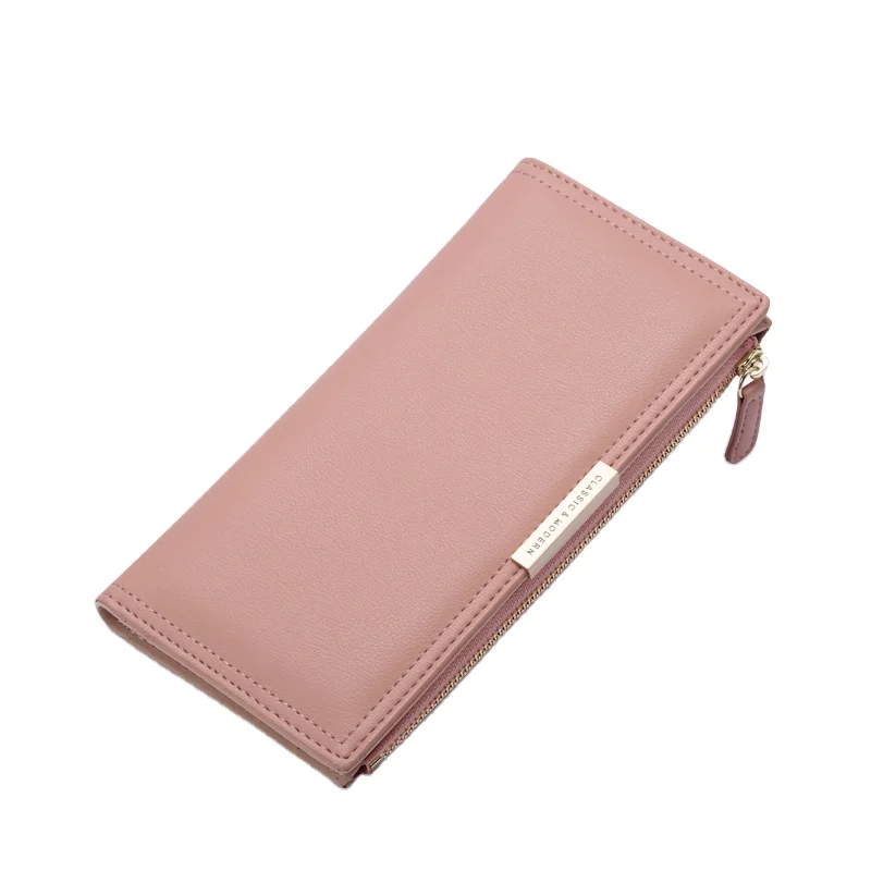 Ultra Slim Thin Leather Credit Card Holder Bifold Clutch Wallets Minimalist Coin Purse Large Capacity Zip Wallet for Women