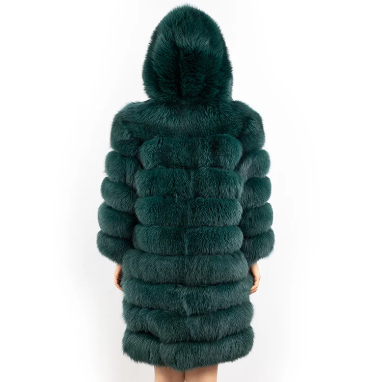 wholesale hooded green color fur jackets women fox fur coats