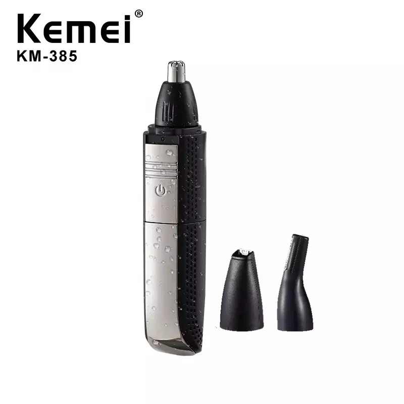 Kemei KM-385 Новый 3 в 1 Машинка для удаления волос в носу из водонепроницаемого материала с осветитель триммер для носа и ушей Комплект Профессиональная машинка для стрижки волос в носу