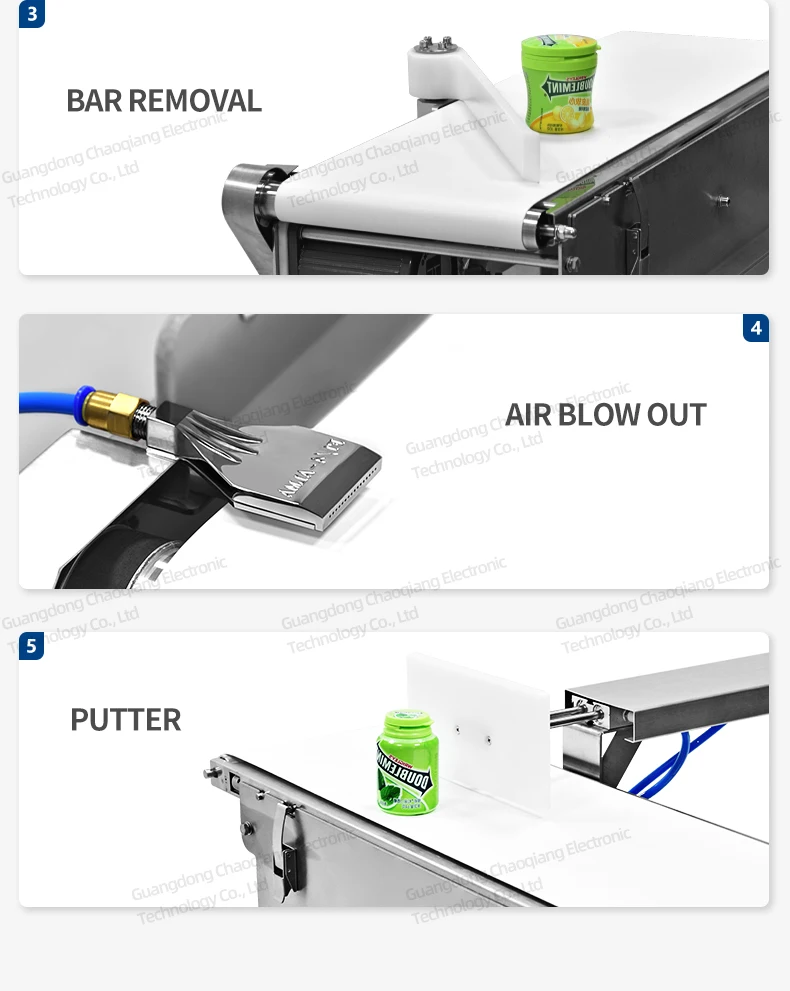 Fried Biscuit Puffed Food Conveyor Belt Industrial Metal Detectors For Aluminum Foil Packing Products